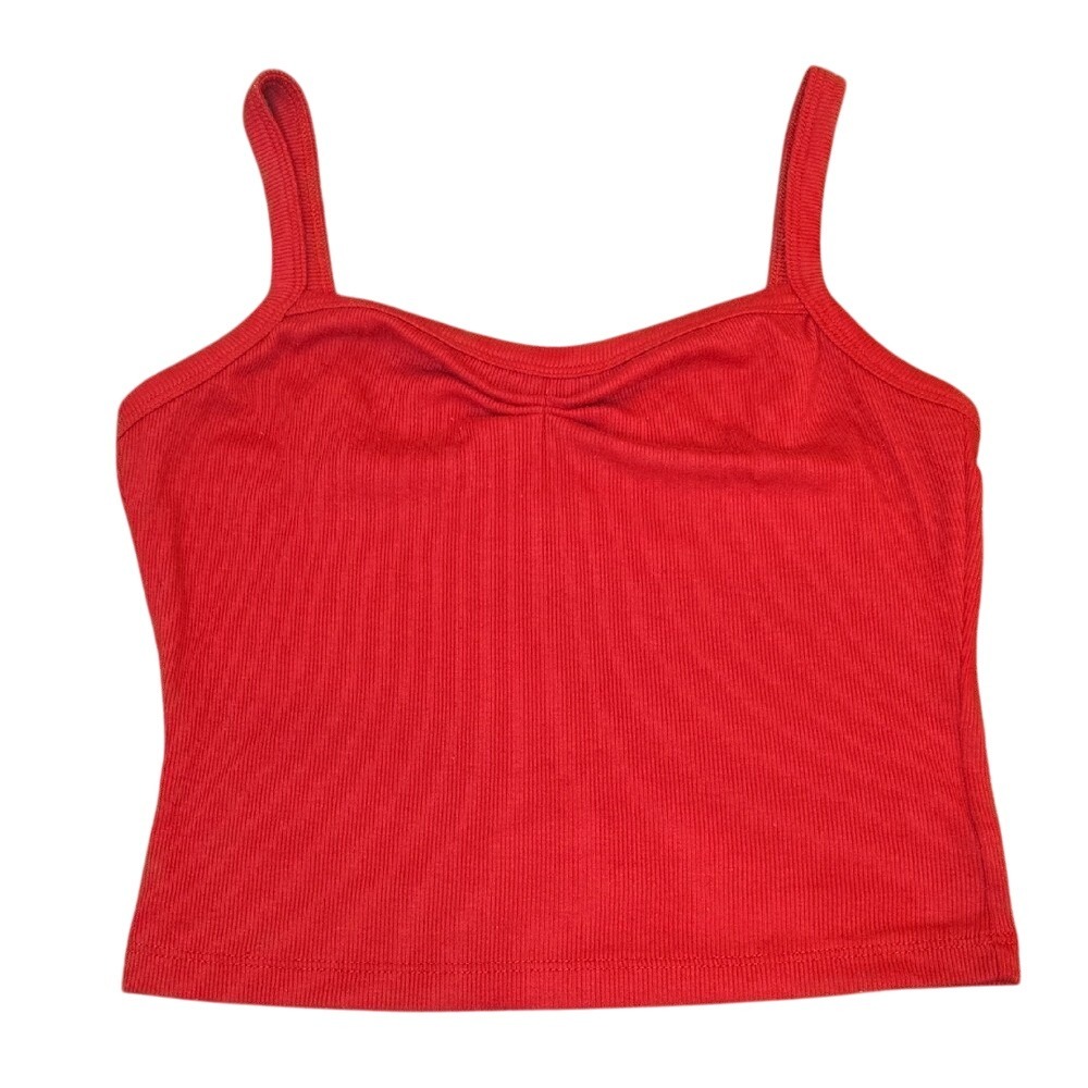 Princess Polly Ribbed Knit Tank Top Cami Cropped Casual Layering Red Size‎ 6